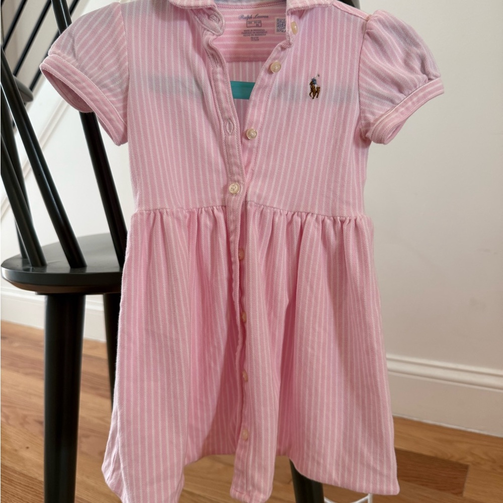 Ralph Lauren Pink Striped Casual Kids Dress